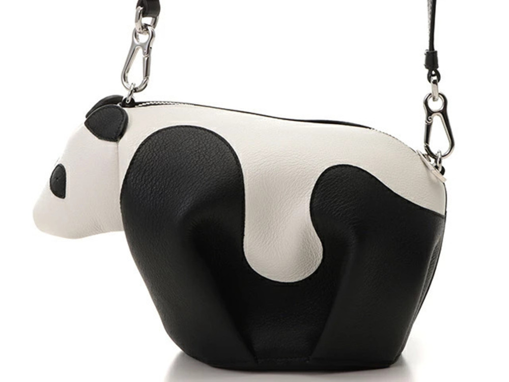 Loewe Panda Shoulder Bag Black White Calfskin